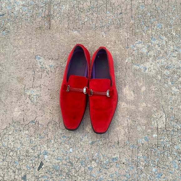 All Red suede men’s loafers - Picture 1 of 5